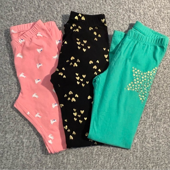 Cat & Jack Other - Cat & Jack Girls Leggings Bundle 3 Pair Size 10/12 M Bunny Print & Hearts